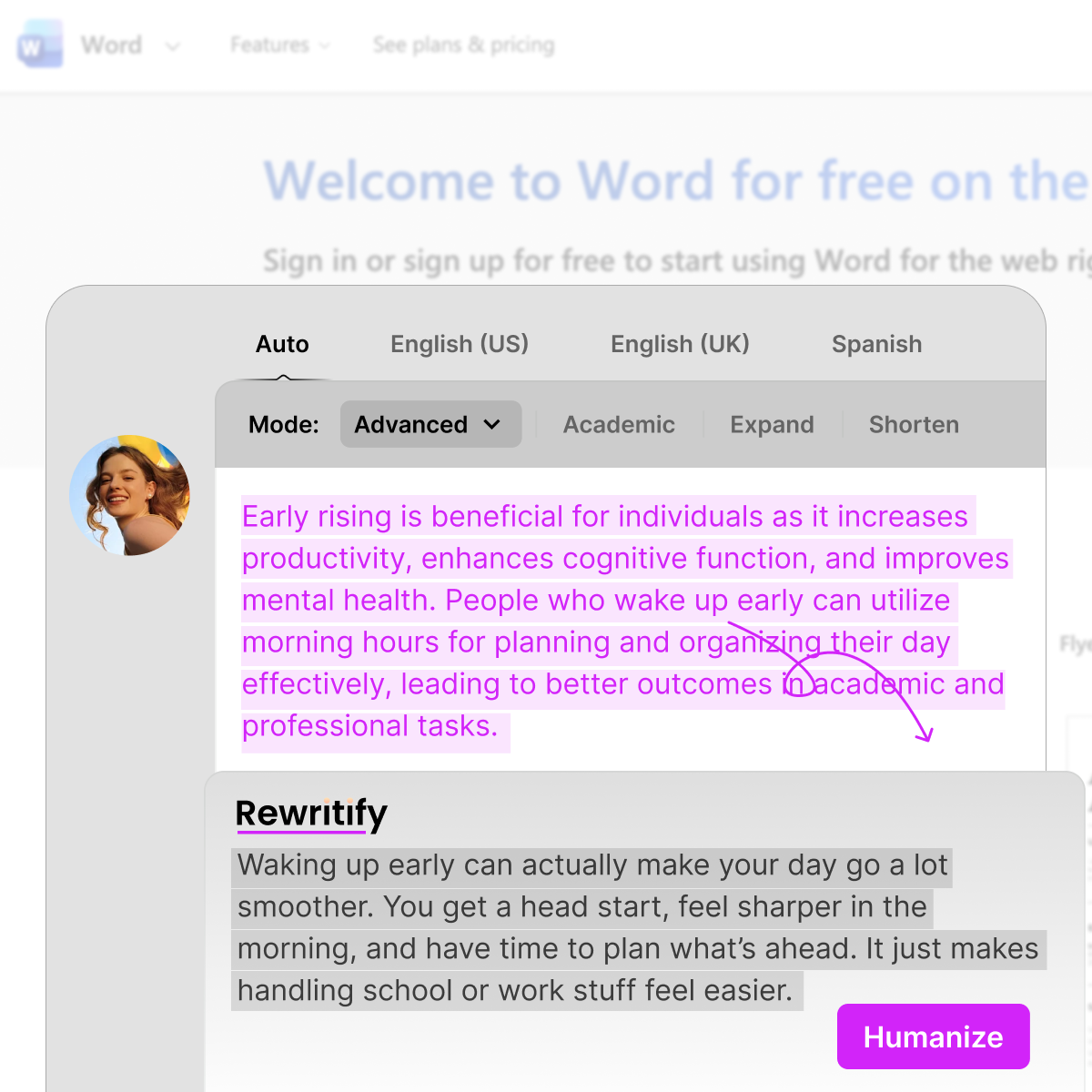 Rewritify Facebook ad