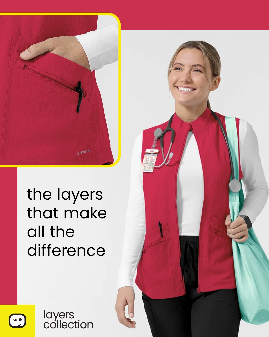 Wink Scrubs Facebook ad: Your Shift’s Extra Layer