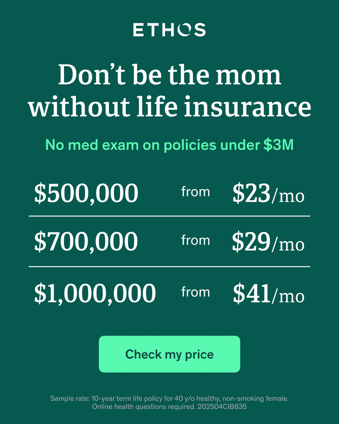Ethos Facebook ad