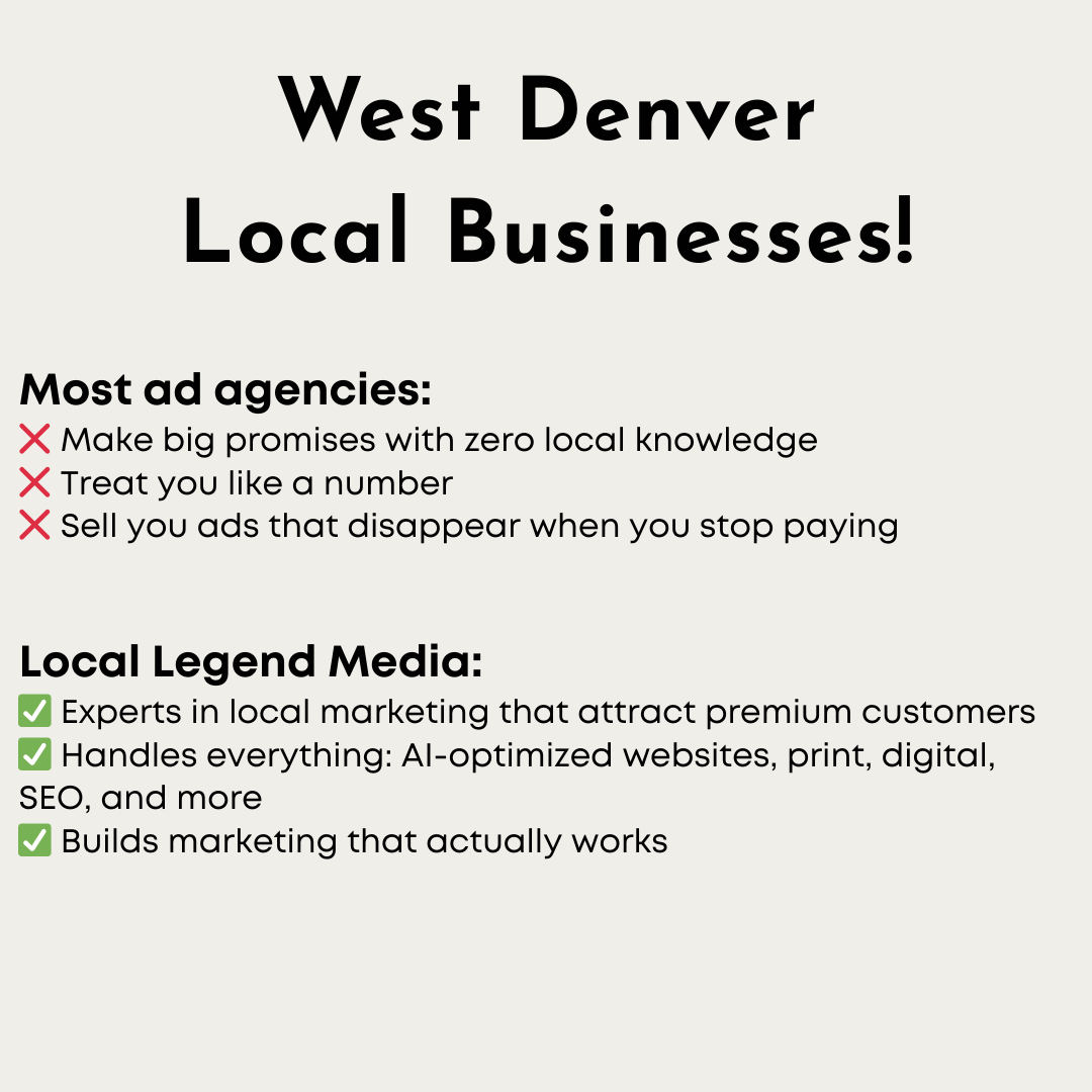 Local Legend Media Facebook ad: Done-for-you local marketing for West Denver businesses.