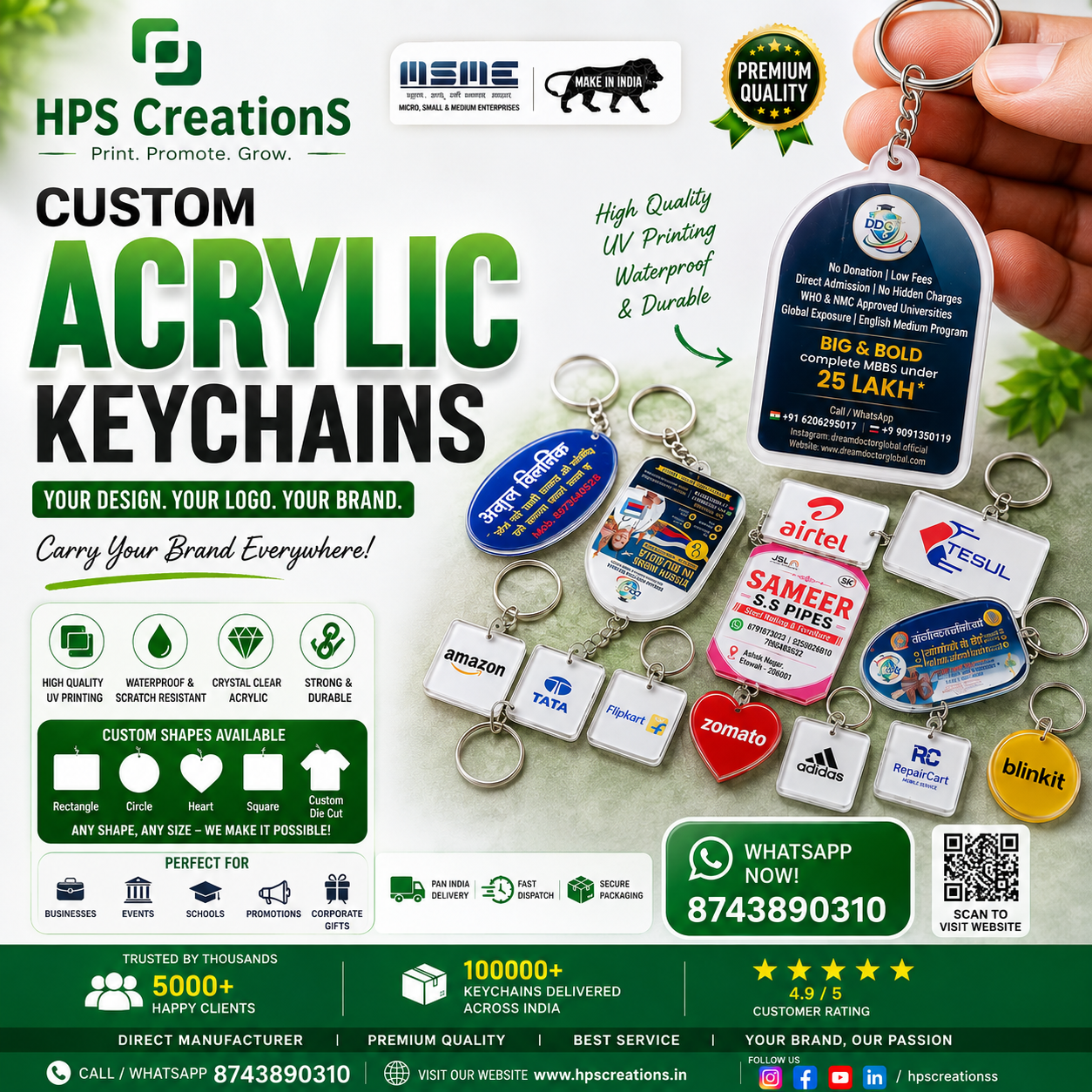 HPS CreationS Facebook ad: CUSTOM ACRYLIC KEYCHAINS FOR YOUR BRAND!