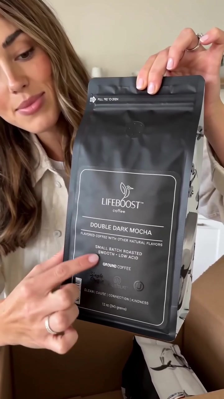 Lifeboost Coffee Facebook ad: Velvety Dark Chocolate Meets Low-Acid Dark Roast.