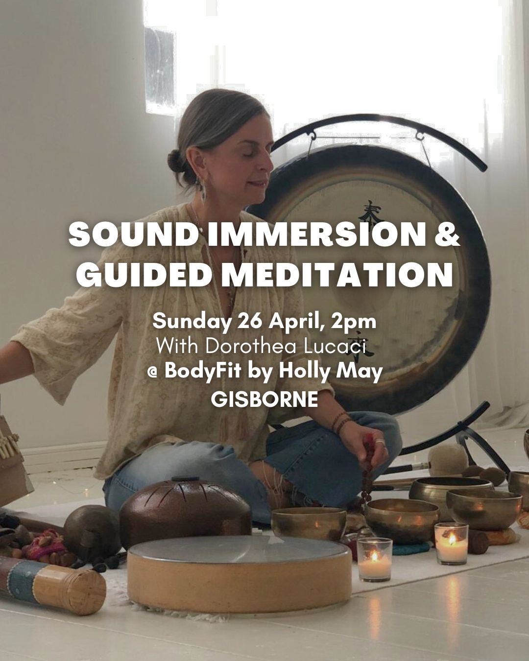 Dorothea Lucaci Facebook ad: GISBORNE (Vic): Sound Immersion and Guided Meditation