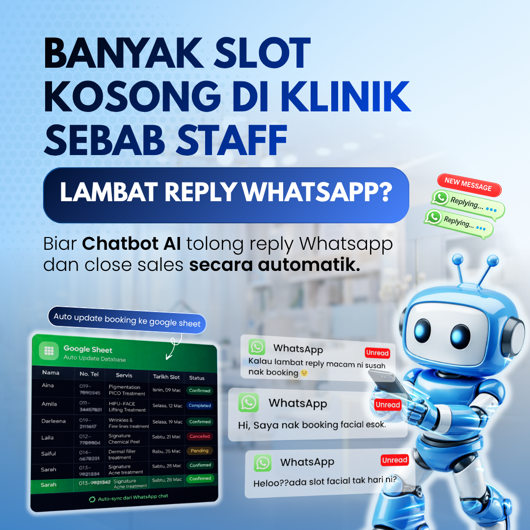 Reply.la Best AI Chatbot For Sales Facebook ad: 100+ Klinik Dah Penuhkan Slot Guna Chatbot AI