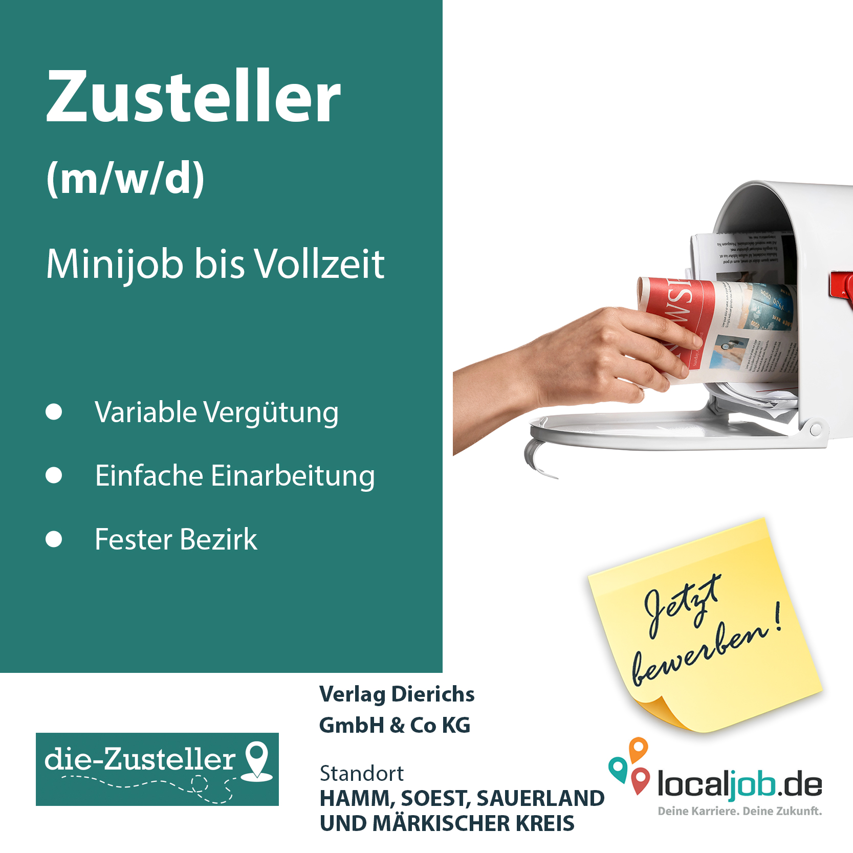 localjob.de Handwerk Facebook ad: Zustellerin / Zusteller (m/w/d)