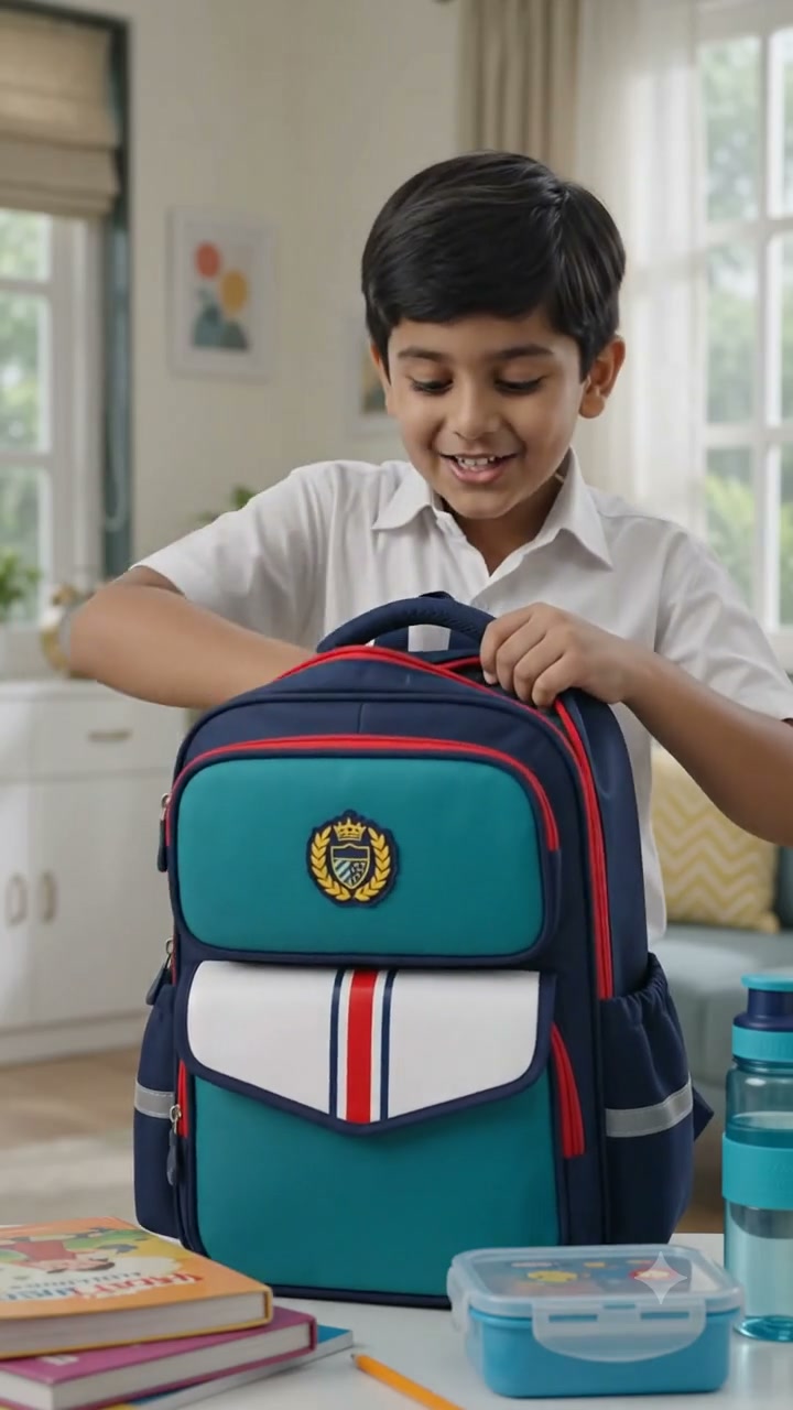 The Tiny Spaark Facebook ad: Buy Navy Blue & Teal Polyester School Backpack!