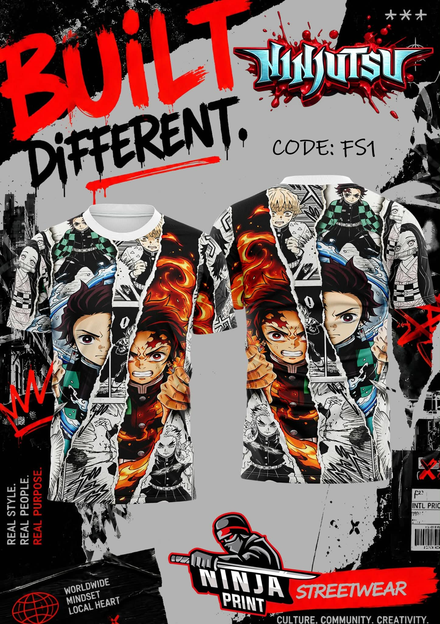 Ninjutsu Clothing Facebook ad: FULL SUBLIMATION ANIME SHIRT