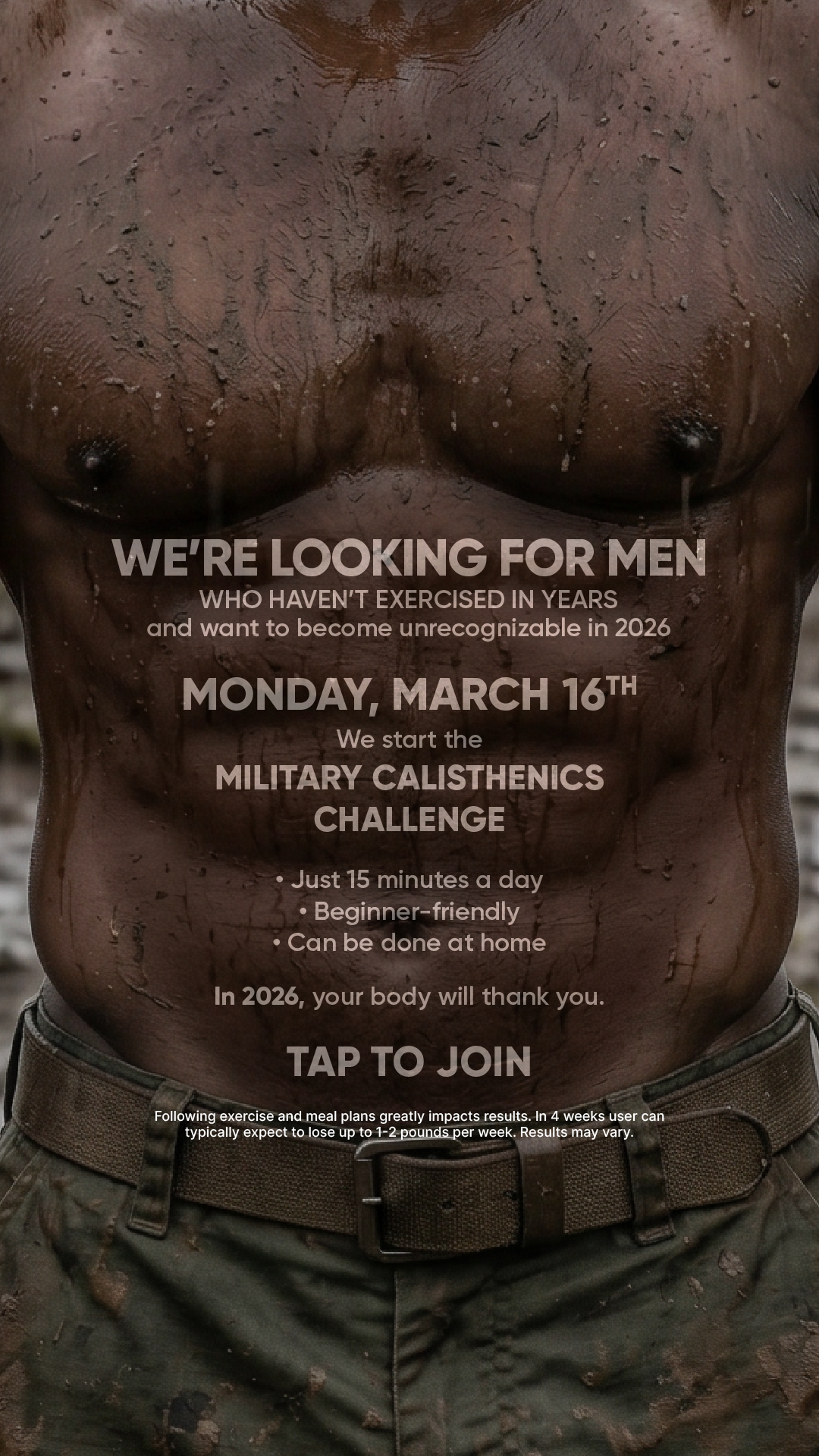 Jamess Fitness Facebook ad: Train for Results That Stay