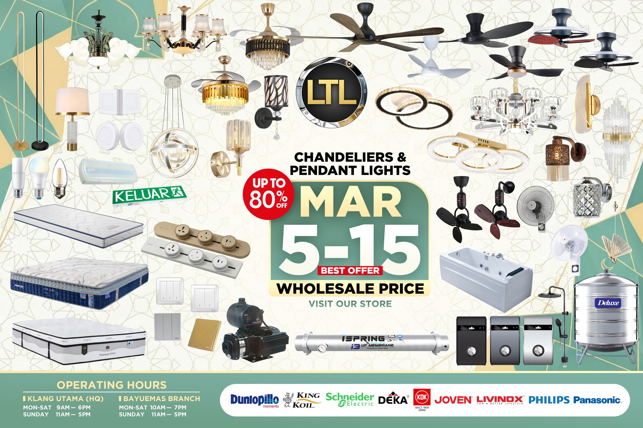LTL Global Sdn Bhd-One Stop Specialize In Bath,Kitchen,Lighting & Mattress Facebook ad: 𝐋𝐈𝐆𝐇𝐓𝐈𝐍𝐆 𝐁𝐀𝐓𝐇 𝐊𝐈𝐓𝐂𝐇𝐄𝐍 𝐌𝐀𝐓𝐓𝐑𝐄𝐒𝐒