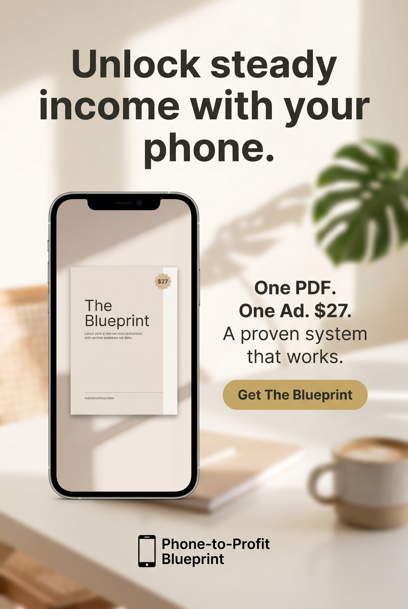The Phone-to-Profit Blueprint Facebook ad: No daily posting. No algorithm chasing. Just one system.