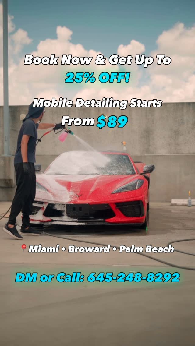 Teal Detailing Miami Facebook ad: This red Corvette understood the assignment Deep gloss…