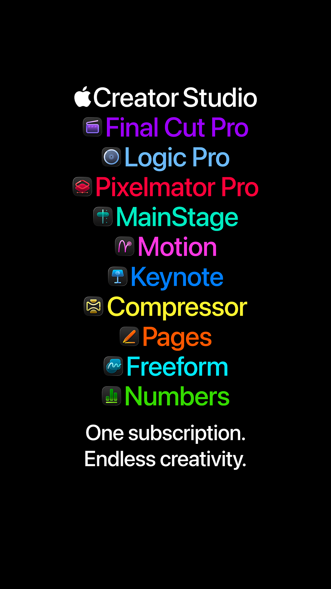 Apple Creator Studio Facebook ad: Get all the tools you need to take…