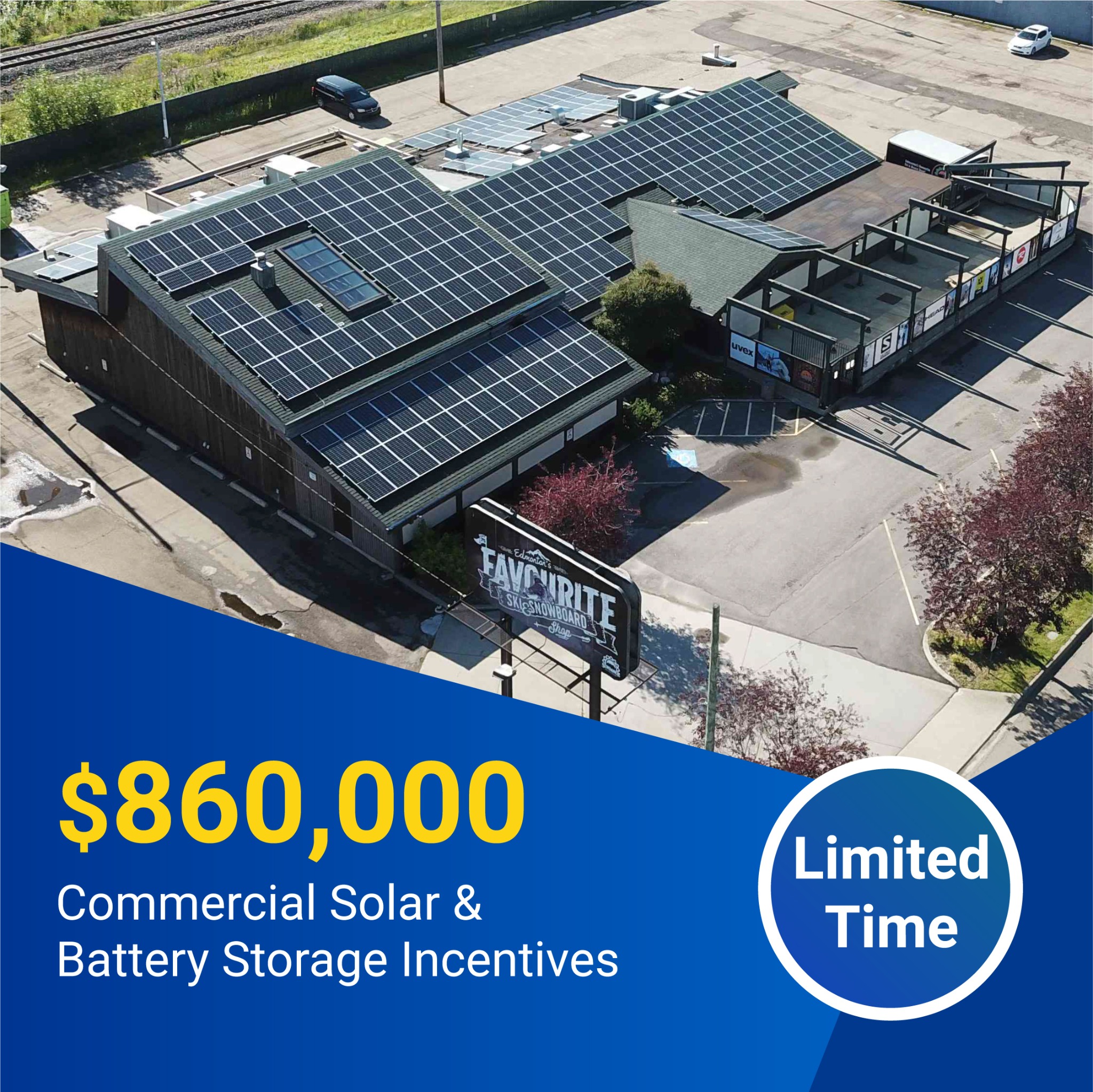 Electricity Council of Canada - Support Clean Energy Facebook ad: Get $860K Solar & Battery Rebates for Your Business