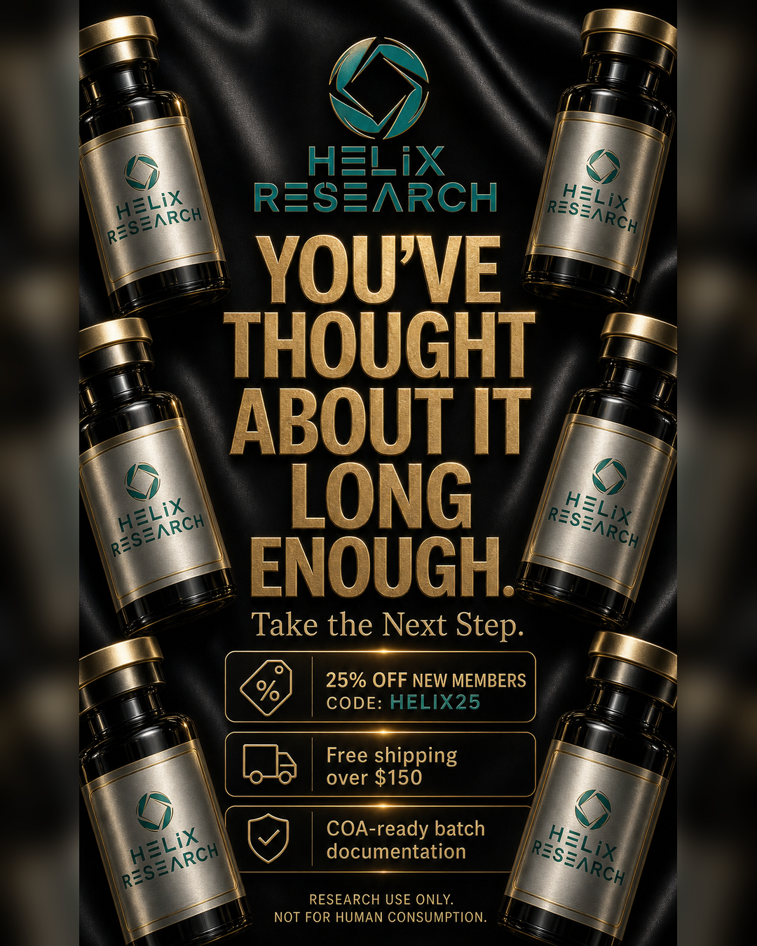 Helix Research Inc. Facebook ad: 25% Off Research Materials