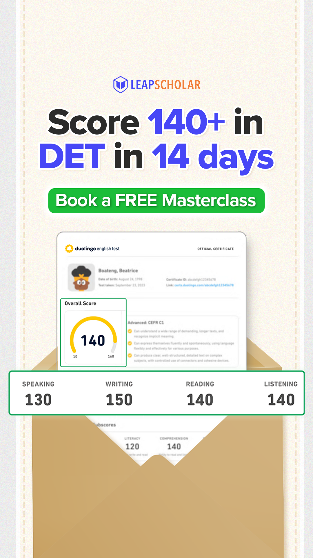 Leap IELTS Facebook ad
