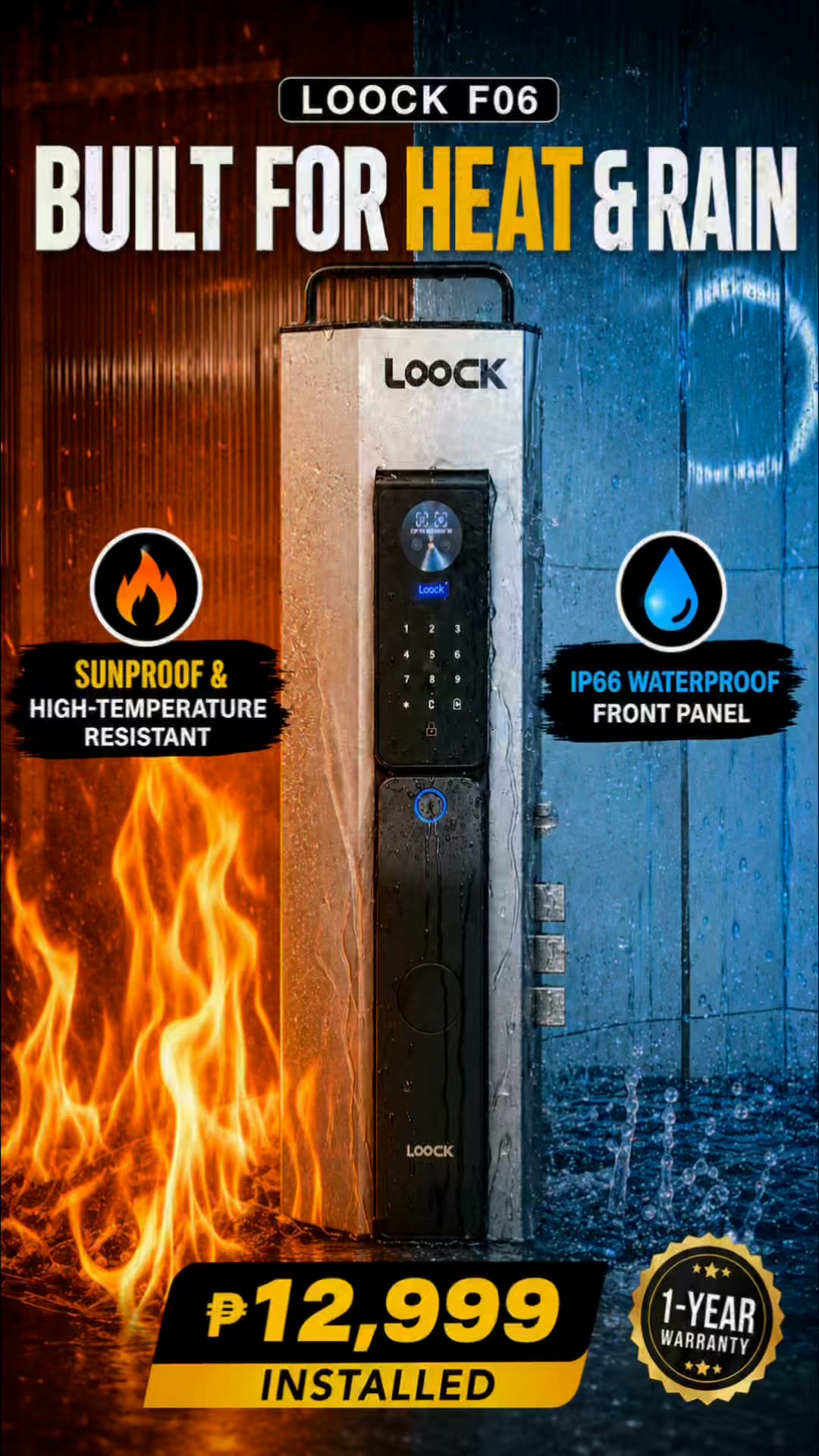 LOOCK Smart Lock Philippines Facebook ad: HEAT OR HEAVY RAIN?
