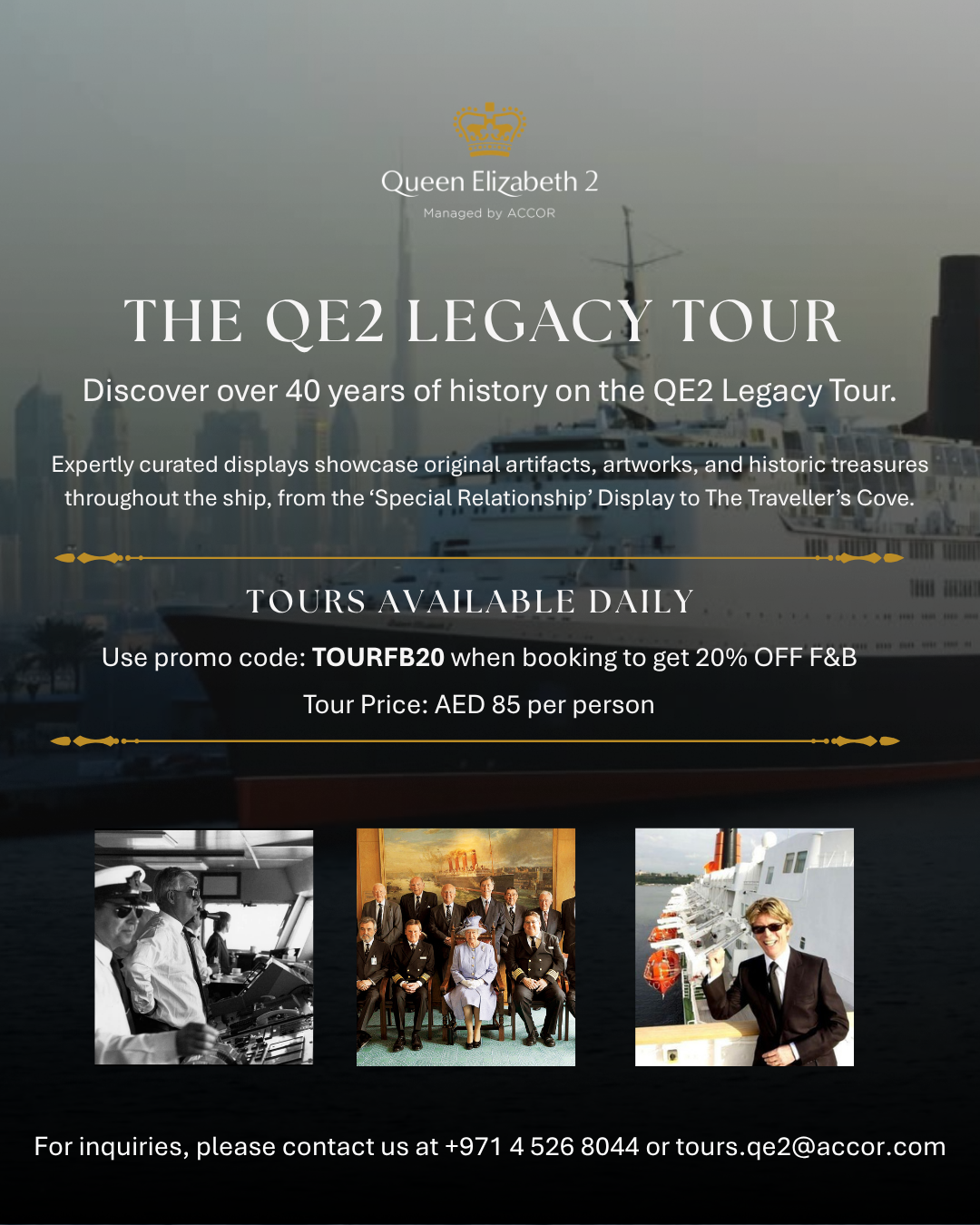 The QE2 Dubai Facebook ad: Discover over 5 decades of history aboard the QE2