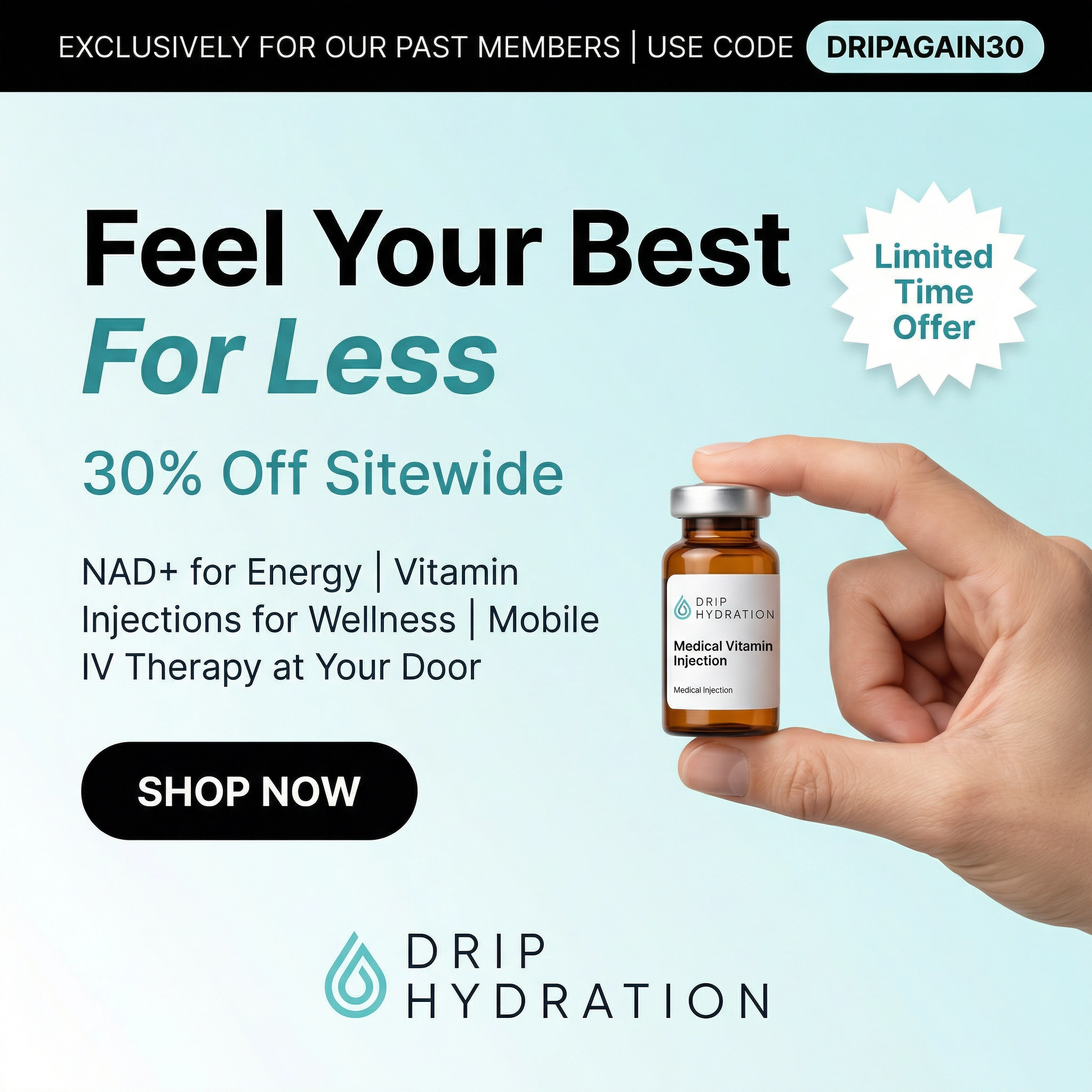 Drip Hydration Facebook ad