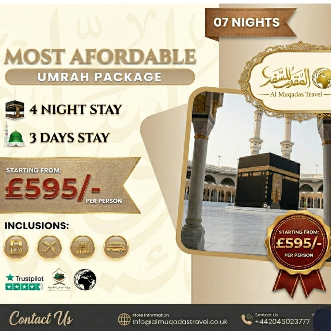 Al-Muqadas Travel Facebook ad: Umrah and Hajj Packages Available