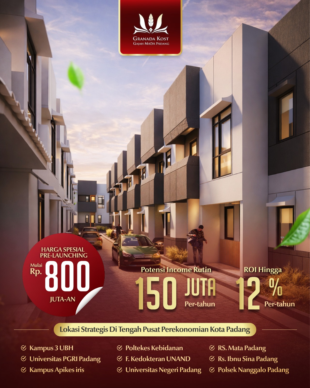 Granada Kost Gajah Mada Padang Facebook ad: Peluang Passive Income Bebas Riba