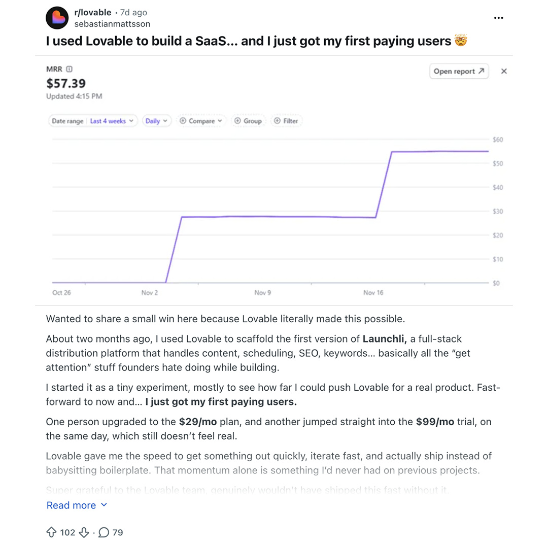 Lovable.dev Facebook ad