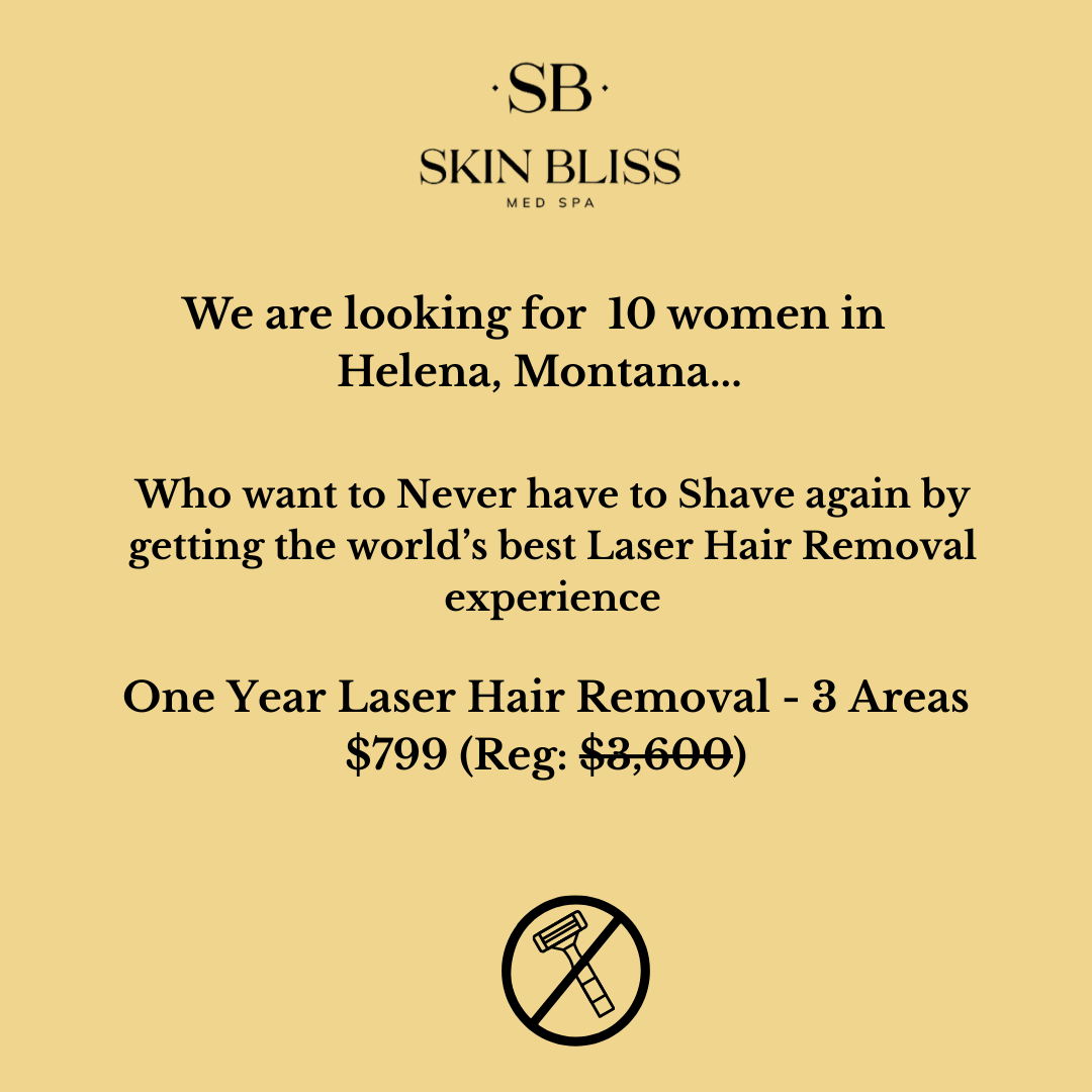Skin Bliss Med Spa Facebook ad: One Year Laser Hair Removal NOW $799!