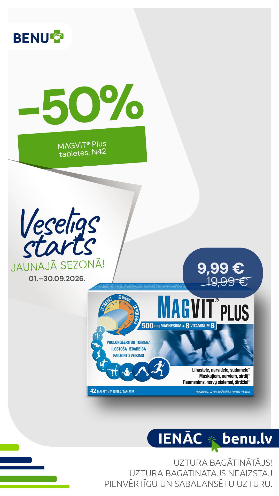 BENU Aptieka Facebook ad: Uztura bagātinātājiem līdz -60%!