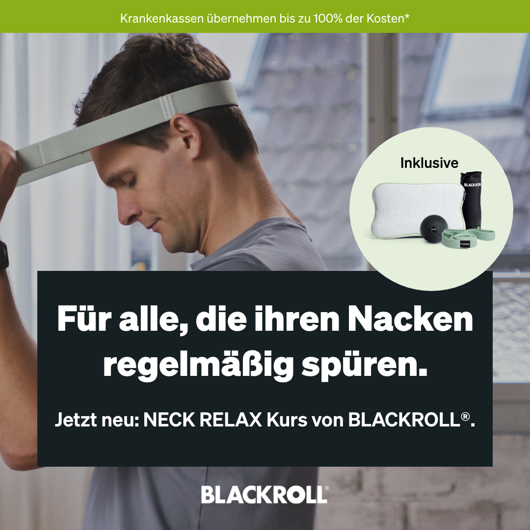 Blackroll Facebook ad: Sitzen, scrollen, schlafen, dein Nacken kommt nicht zur…
