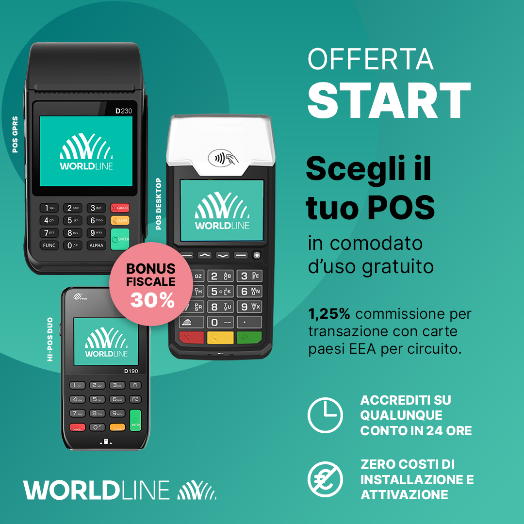 Worldline Italia Facebook ad: Tuo a 0€ al mese!