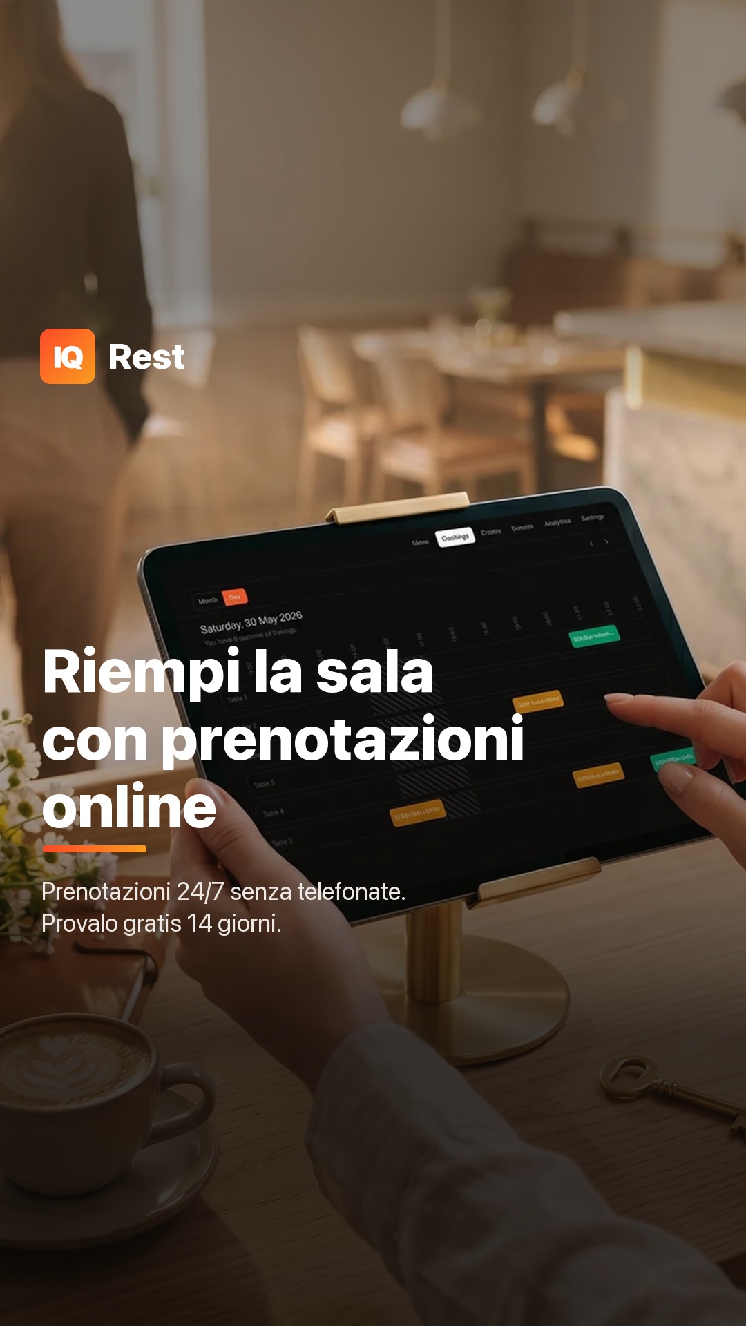 IQ-Rest Facebook ad: Site, menu digital, pedidos QR, reservas e ecrã…