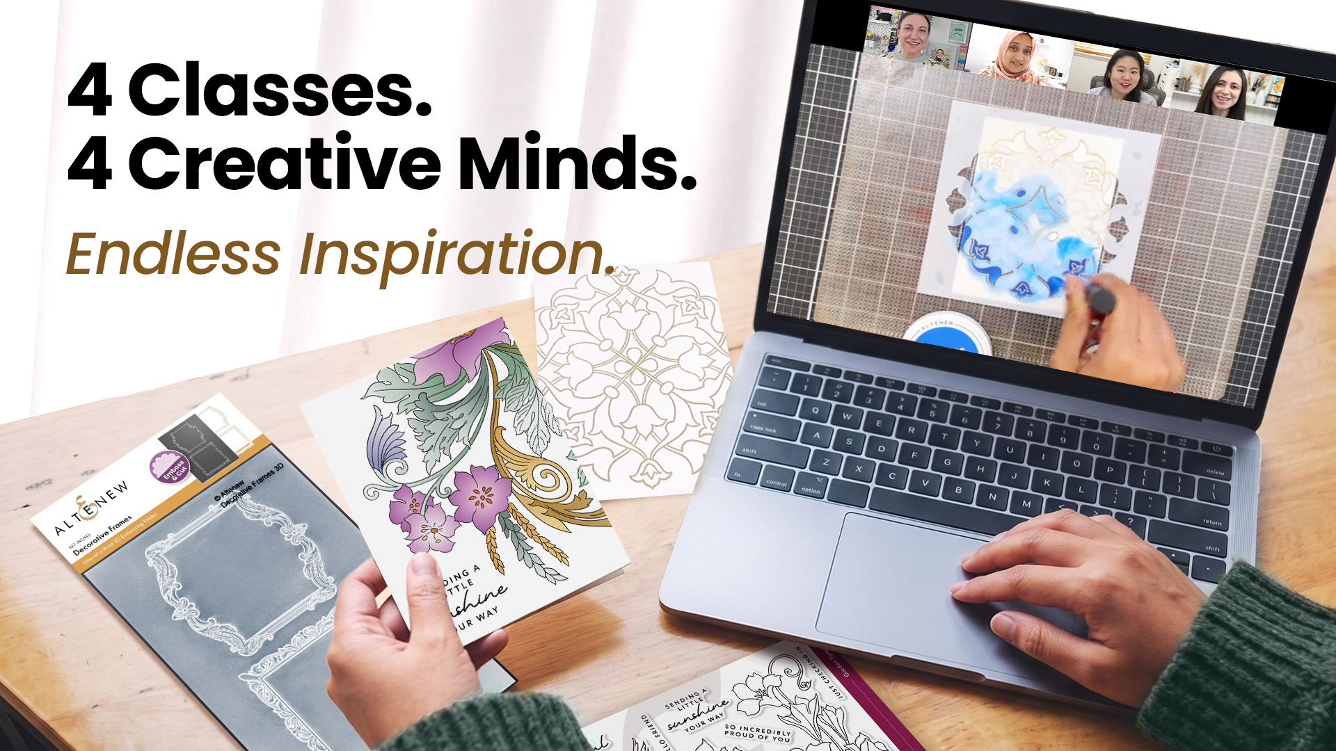 Altenew Facebook ad: Master 8 New Card Designs with Experts