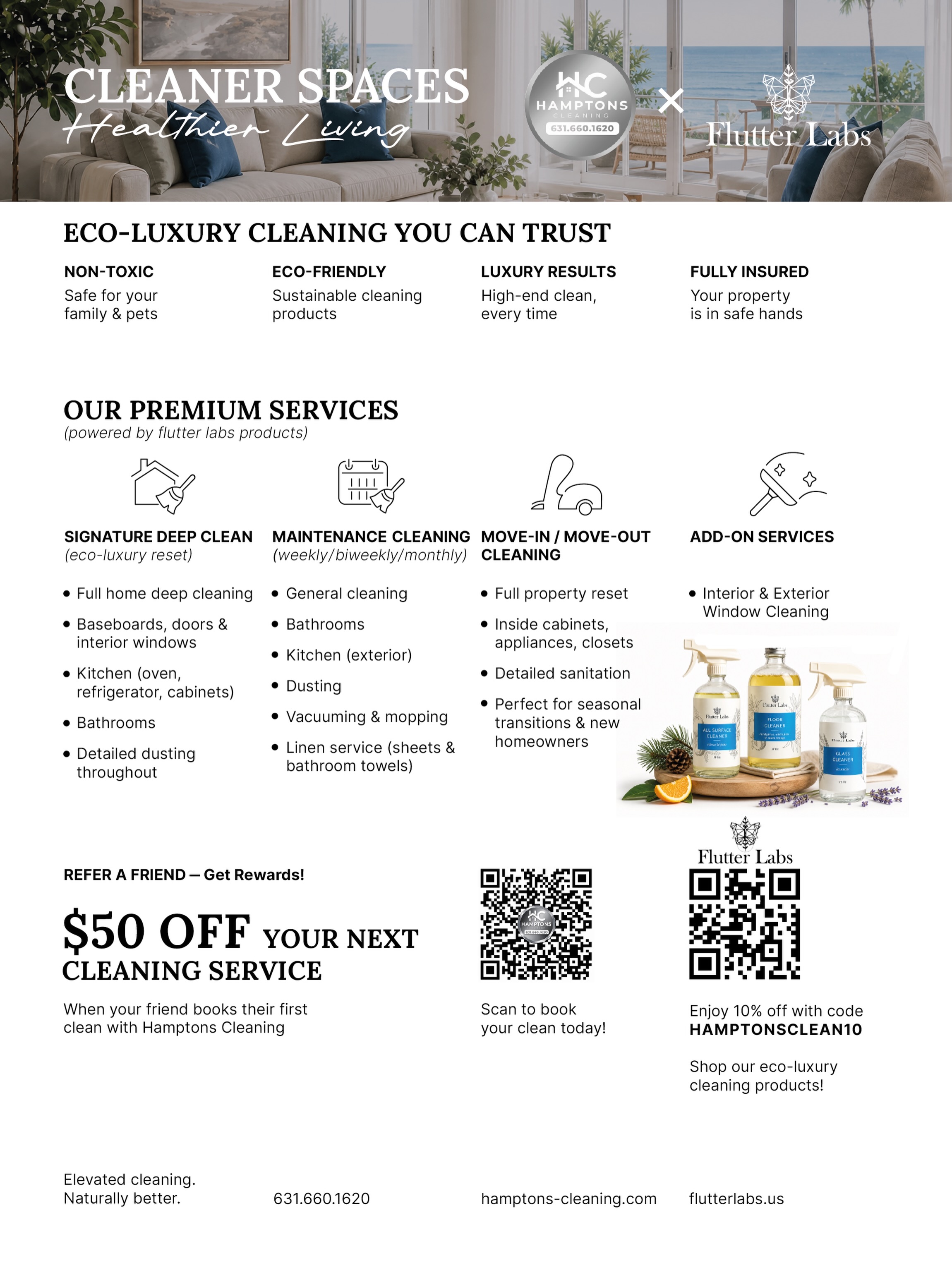 Flutter Labs US Facebook ad: Luxury cleaning without compromise.