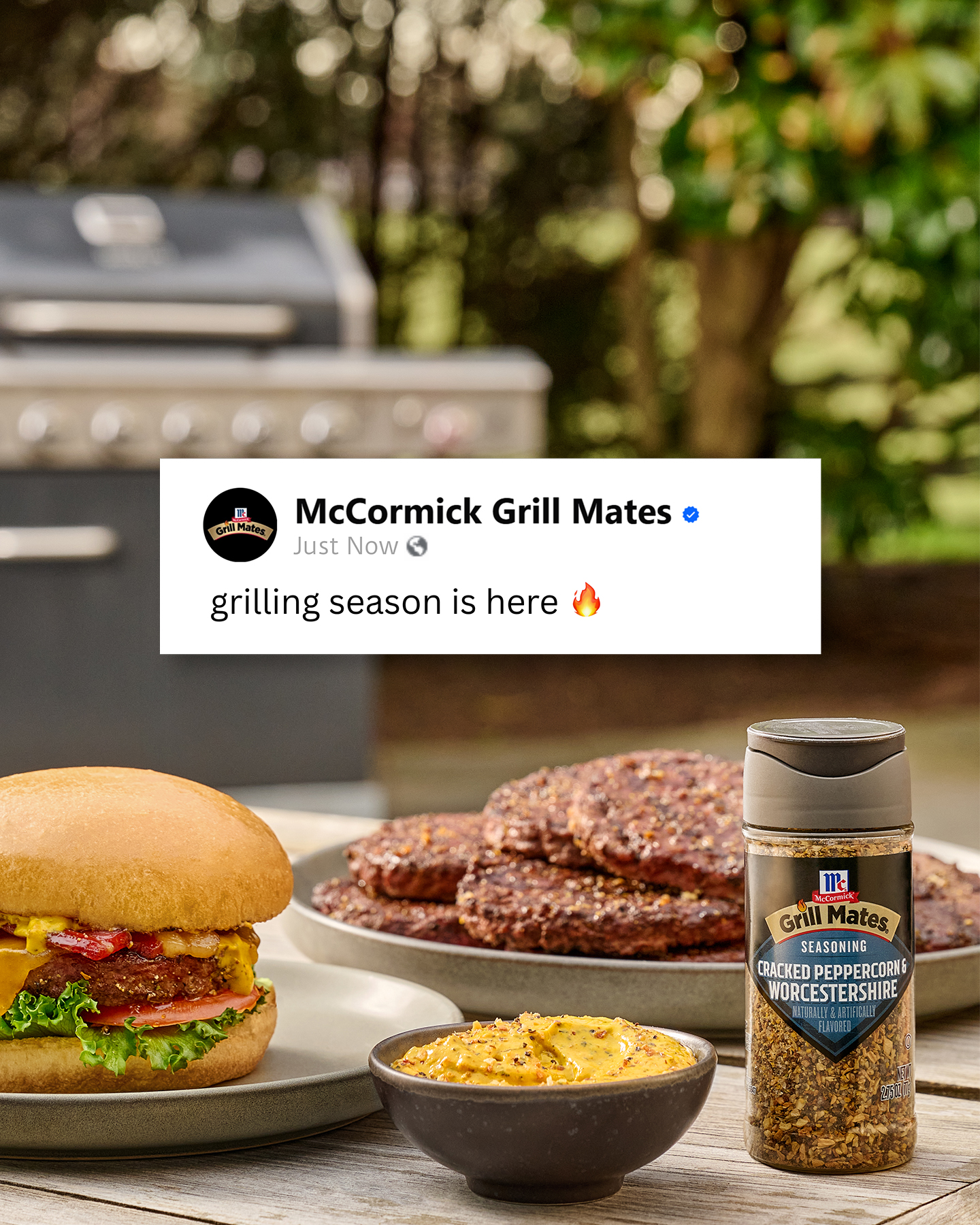 McCormick Grill Mates Facebook ad: Weather's right. Grill's on.