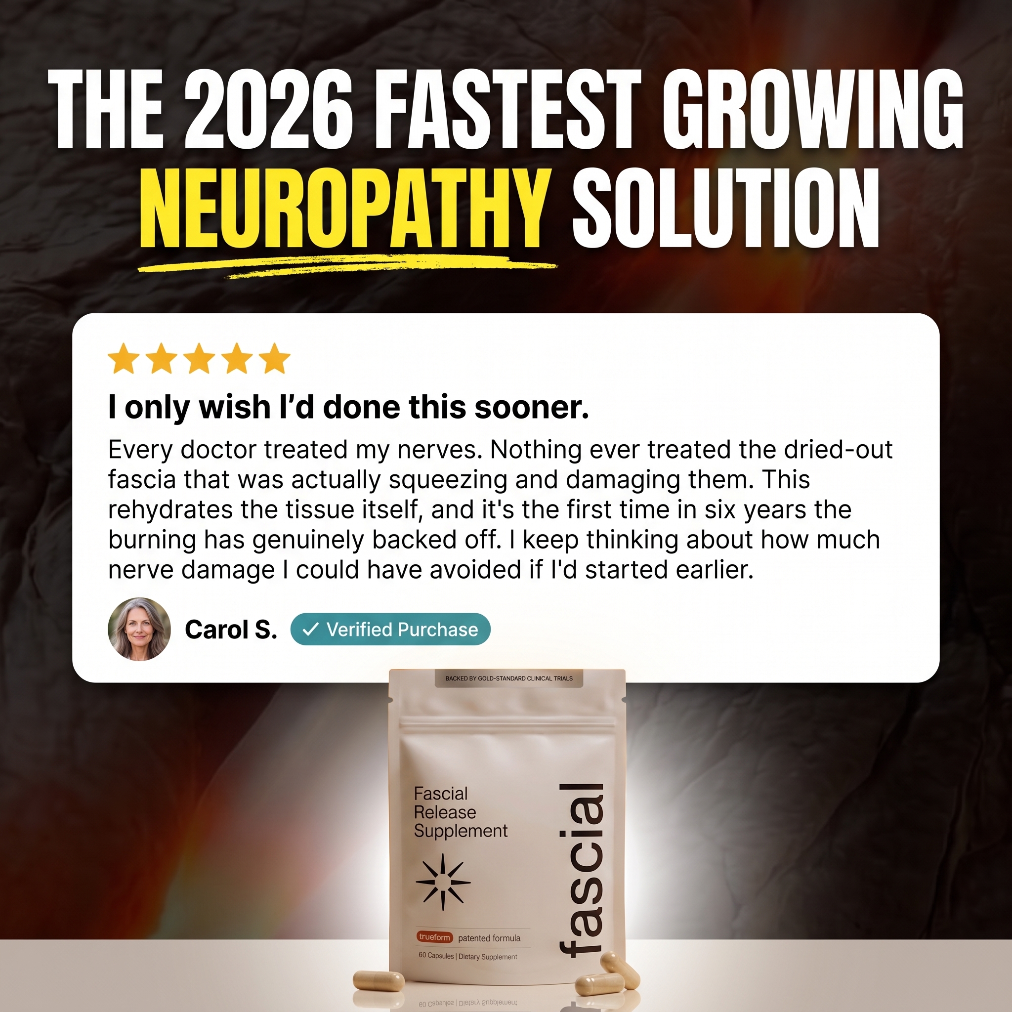 Fascial Labs Facebook ad: The First Supplement Built For The Tissue Around Your Nerves