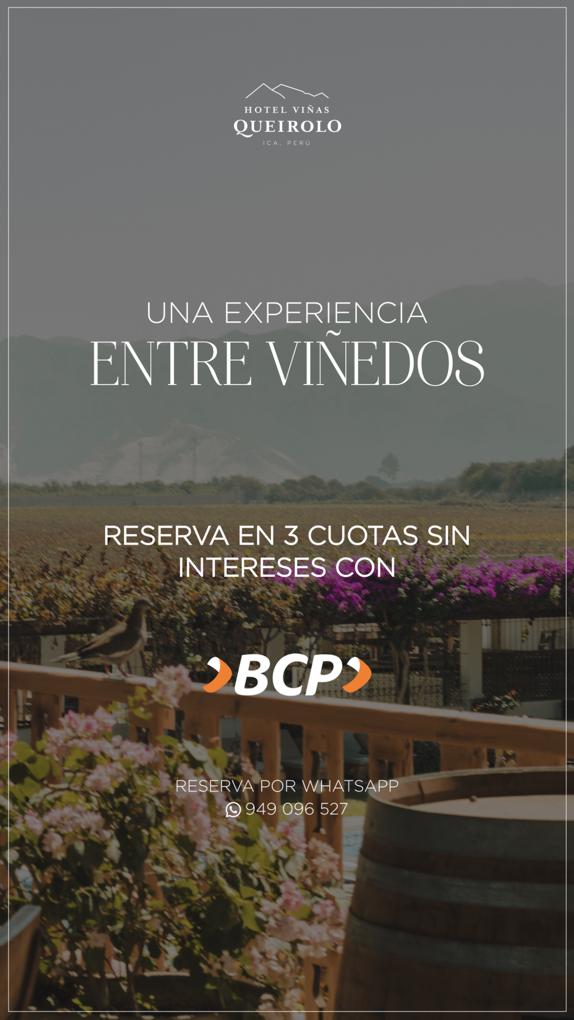 Hotel Viñas Queirolo Facebook ad: Reserva ahora