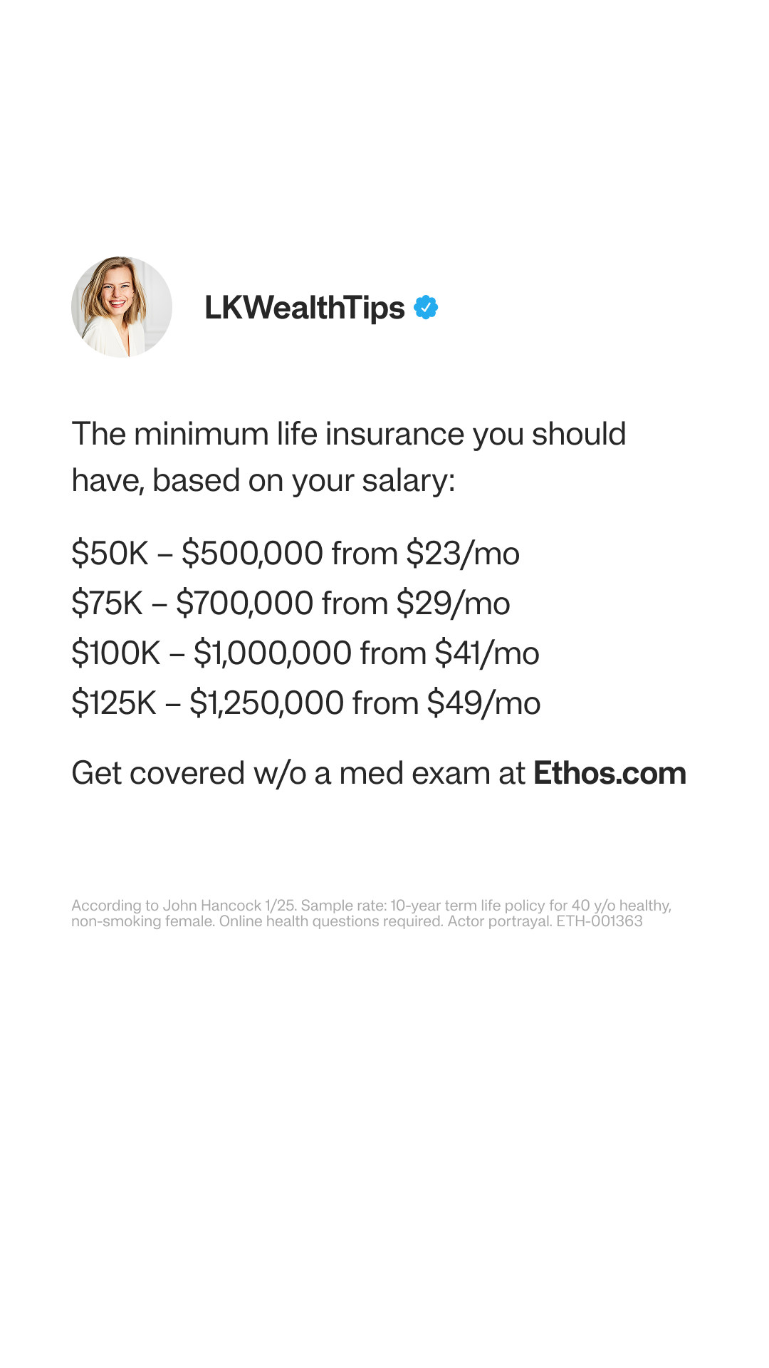 Ethos Facebook ad