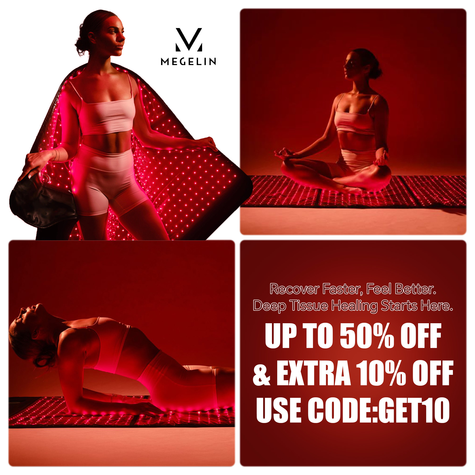Megelin Global Facebook ad: Megelin Red and Infrared Light Therapy Mat