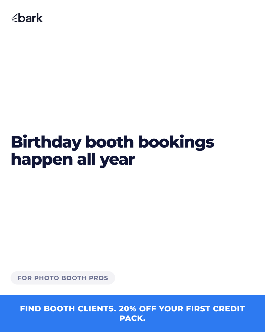 Bark.com Business Facebook ad: 20% off your first credit pack
