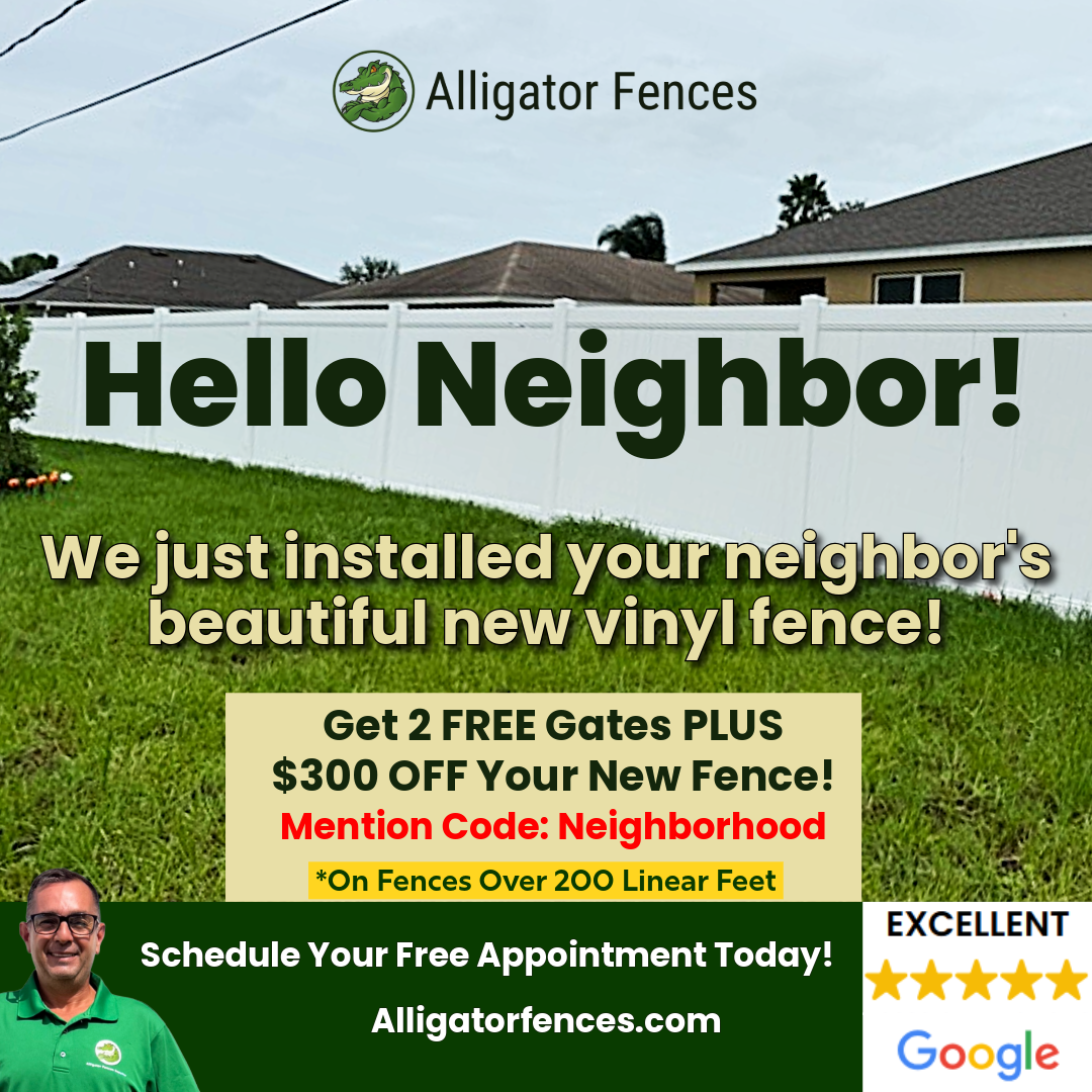 Alligator Fences Inc. Facebook ad: Hurry! Limited-Time Neighborhood Discount!