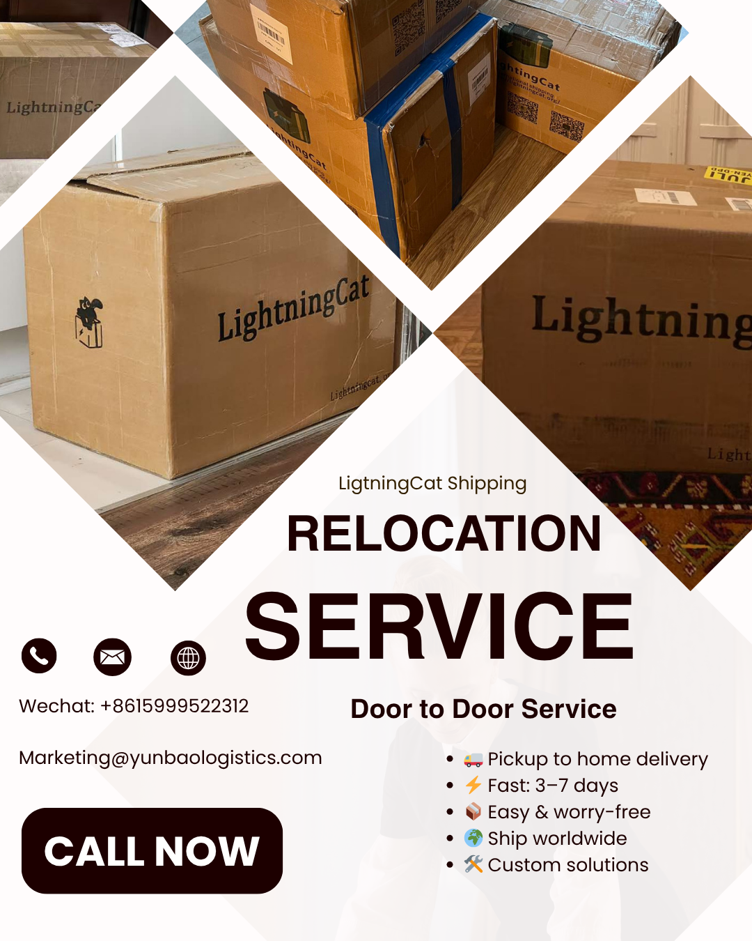Lightningcatlogistics Facebook ad: Easy shipping moving serice