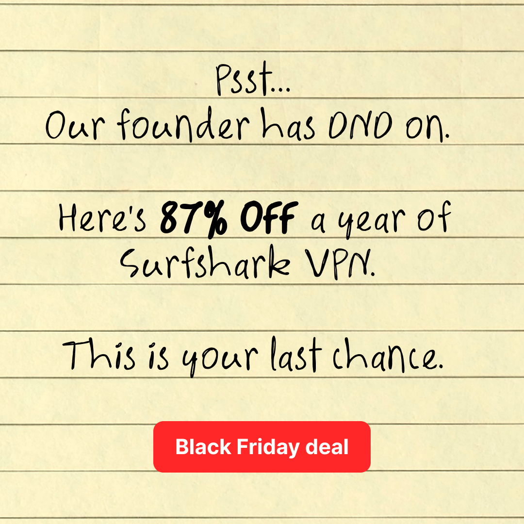 Surfshark Facebook ad: Surfshark up to 87% off + 3 months extra