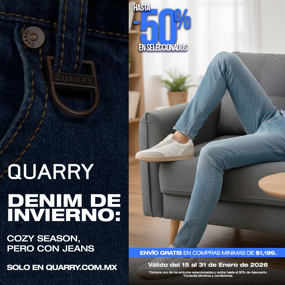 Quarry Jeans Official Facebook ad: Rebajas con hasta 50% Off en toda la…
