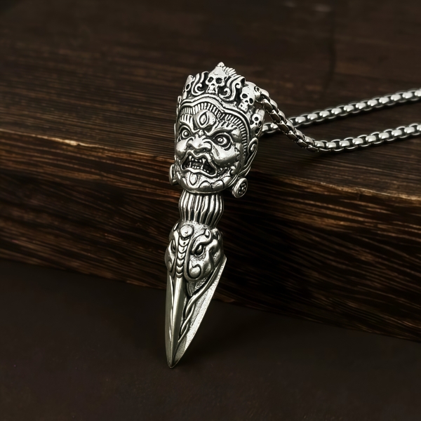 Silver Mystery Facebook ad: Sterling Silver Mahakala Cross Vajra Mantra Pendant Necklace
