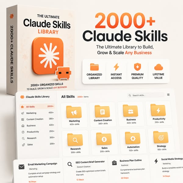 Blaze Tech Works Facebook ad: Unlock Claude’s Full Power with 2,000+ Ready Skills