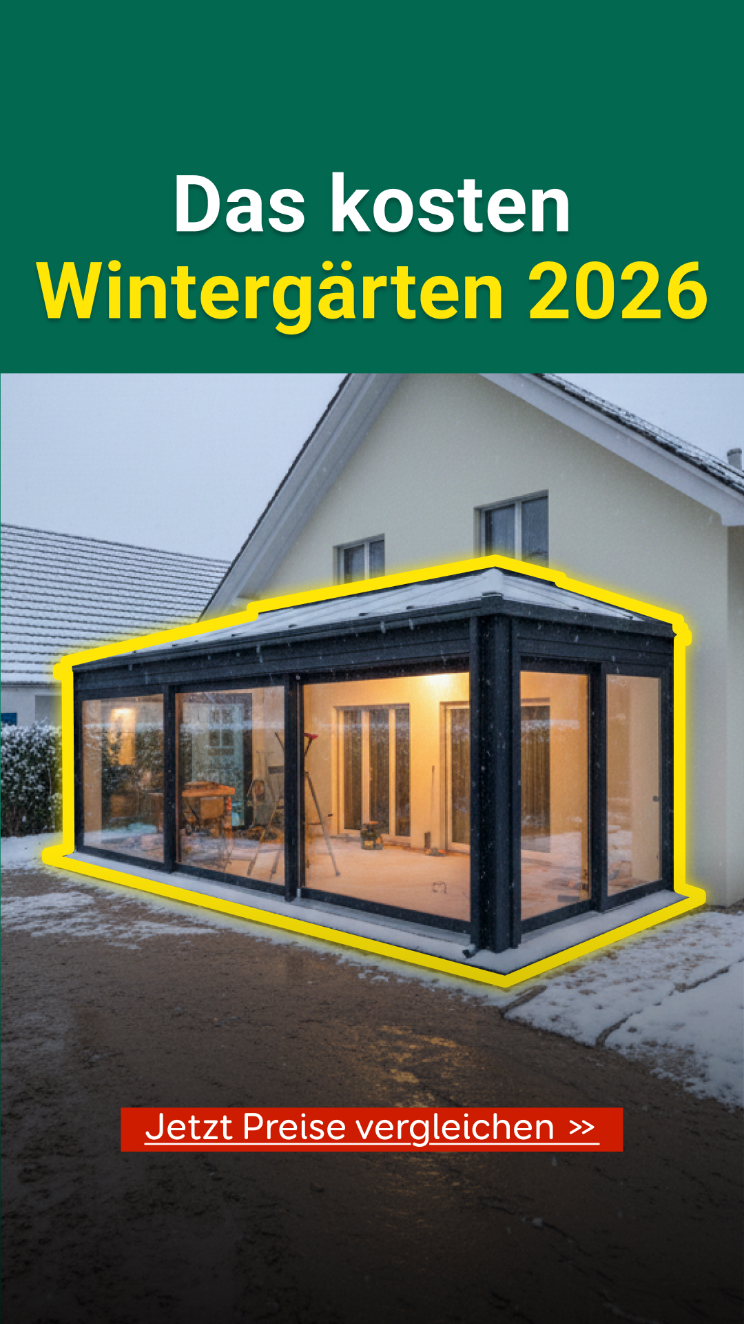 Aroundhome - Wintergarten Facebook ad: Genial: Das kosten Wintergärten aktuell