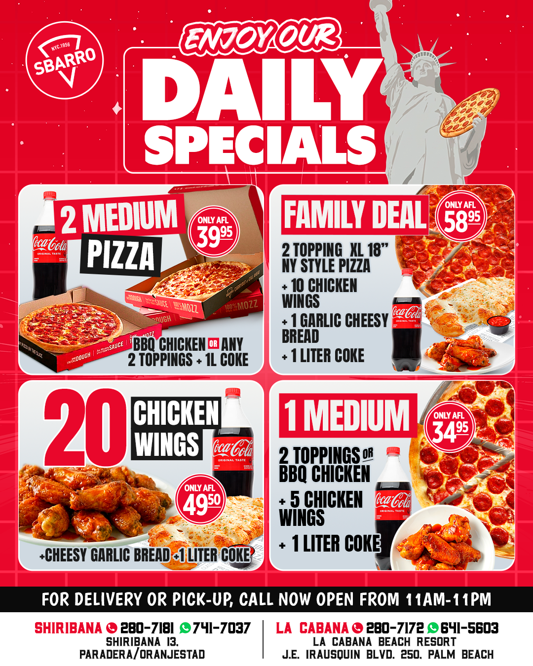 Sbarro Aruba Facebook ad: Daily Deals You Don't Want to Miss at…