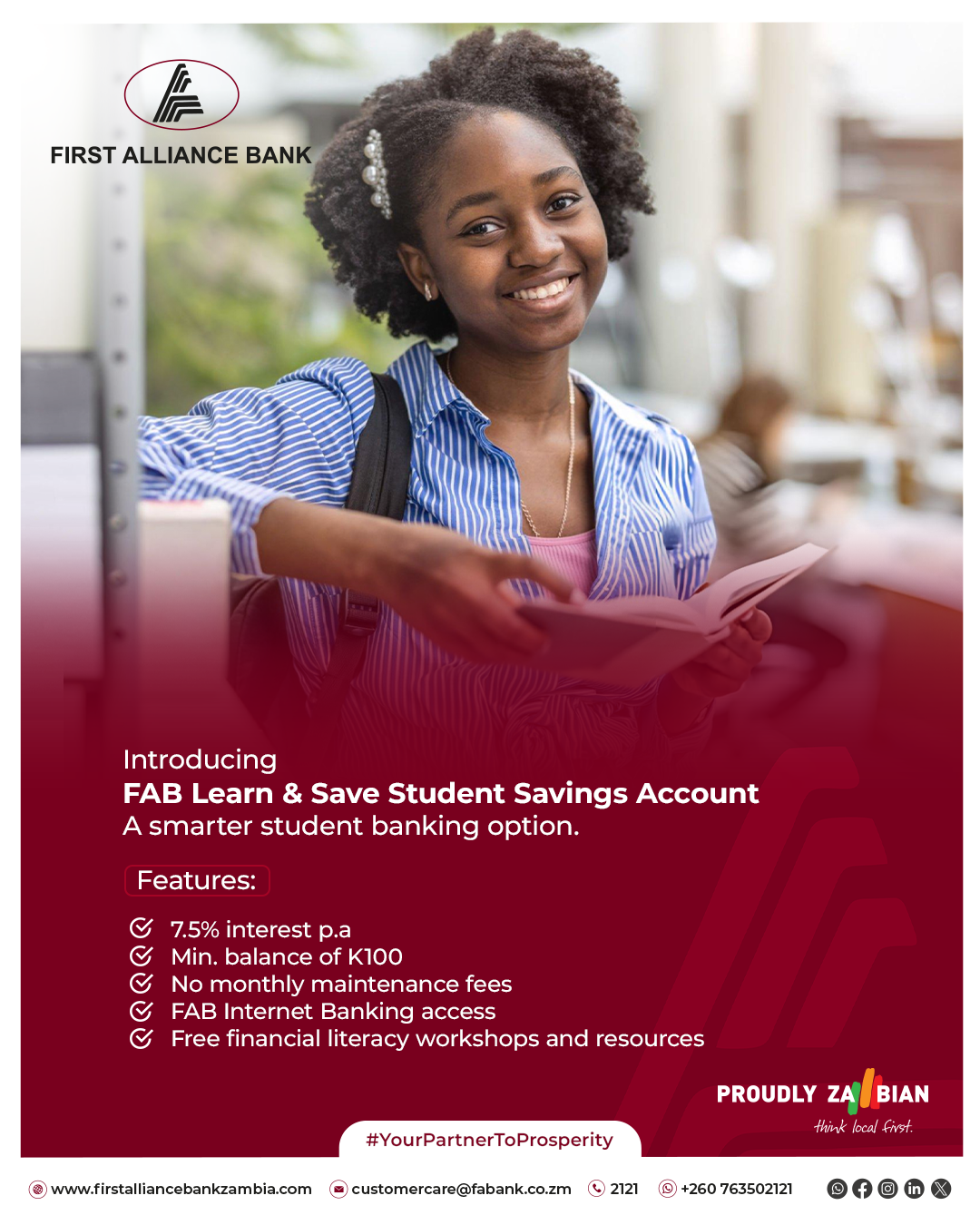 FIRST ALLIANCE BANK ZAMBIA Facebook ad: Save smarter while you study