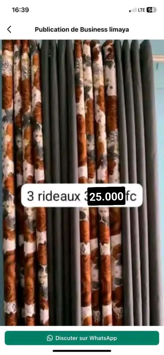 Business limaya Facebook ad: Promotion mois de la femme 3 rideaux 25.000fc…