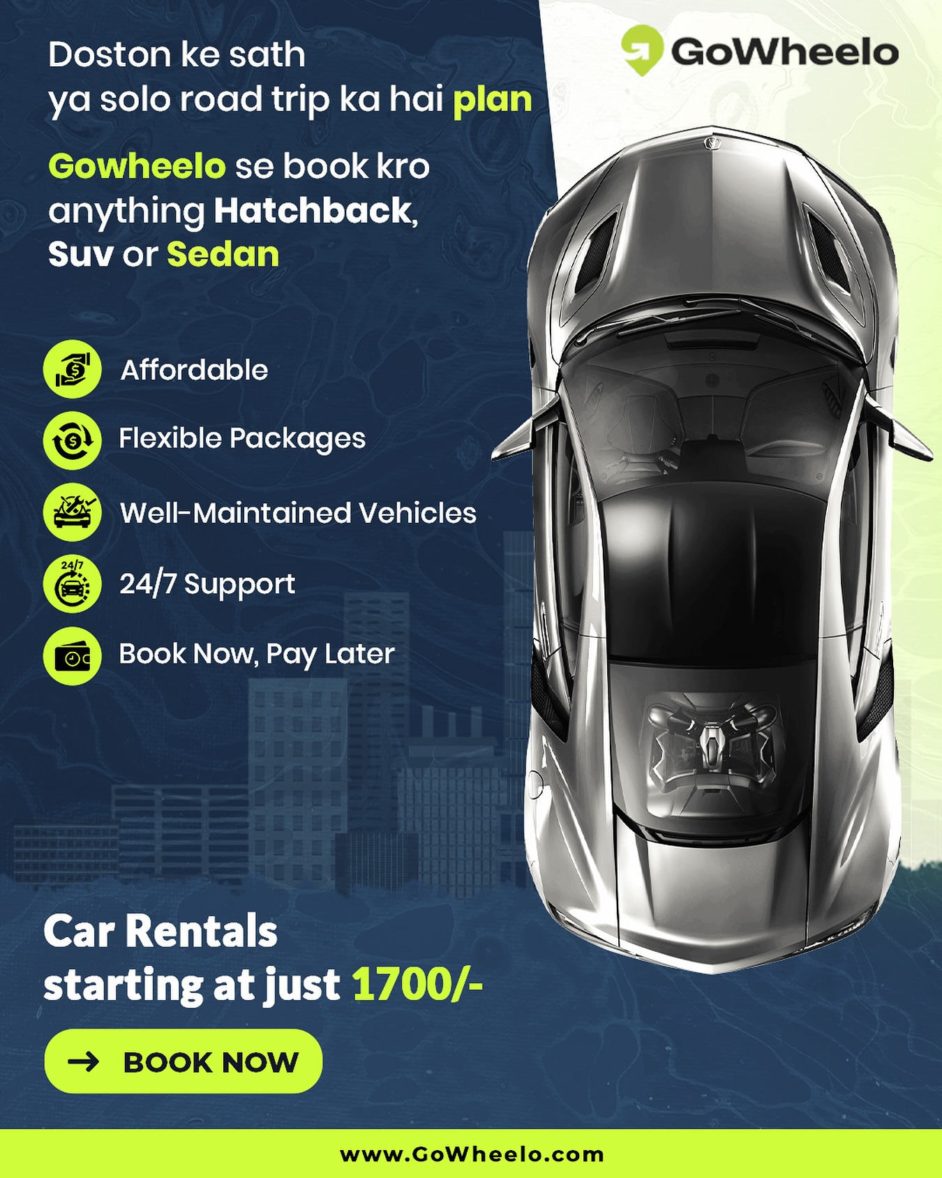 GoWheelo - Bike & Car Rentals Facebook ad