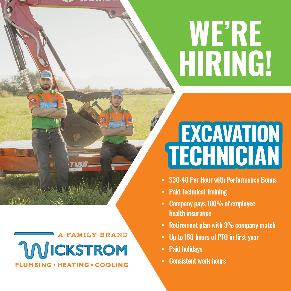 Wickstrom Plumbing Heating & Cooling Facebook ad: Join the Wickstrom Team!